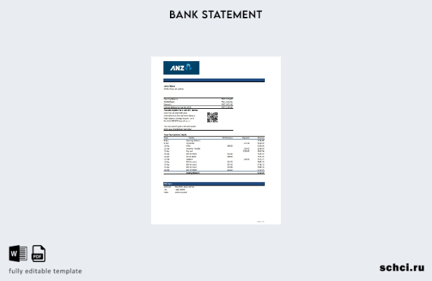 цифровая загрузка шаблона Excel банковской выписки Самоа, ANZ